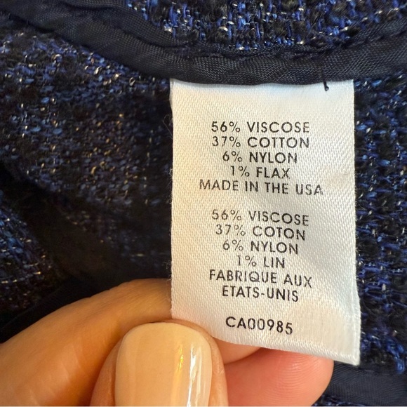 Nanette Lepore | Blue Tweed Asymmetrical Blazer | Sz 4 - Picture 13 of 14